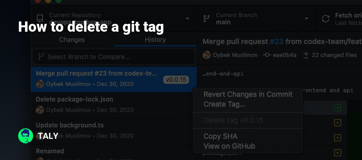 git tag history